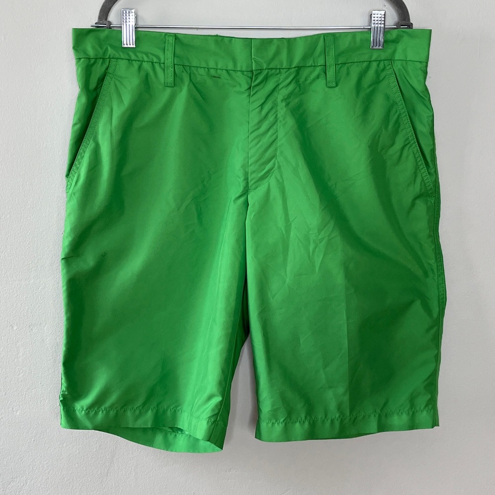 Bright Green Mens Shorts Golf Casual Flat Front